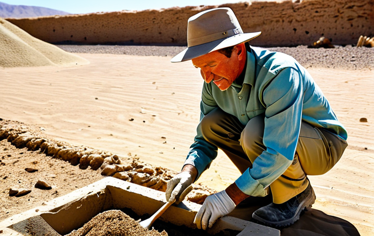 **

"A professional archaeologist, fully clothed in modest field attire (khaki pants, long-sleeved shirt, hat), carefully brushes dirt from a newly discovered artifact in a desert excavation site. The scene is brightly lit by the sun. Safe for work, appropriate content, perfect anatomy, correct proportions, professional, family-friendly, well-formed hands, proper finger count, natural pose."

**