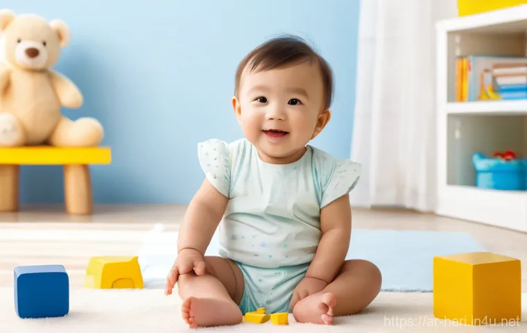 문화재수리기술자 필기시험에서 시간 관리 - **Prompt:** A joyful toddler, approximately 18 months old, sitting comfortably on a soft, plush rug ...